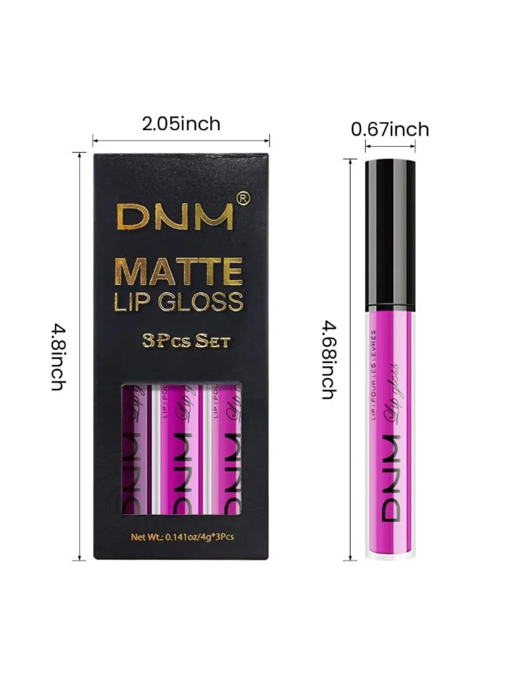 Set32-purple & Hot Pink & Fuchsia Red 3pcs Matte Liquid Lipstick Lip Gloss Kit
